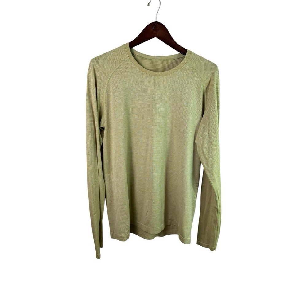 LULULEMON‎ Yellow Green Metal Vent Tech LS 2.0 Top Shirt Men's Large Blue